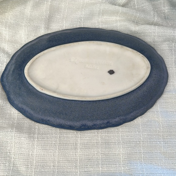 Edgecomb Potters Maine Studio 10” by 6 3/4 " Pottery Dish Green Blue Colors - Picture 4 of 11